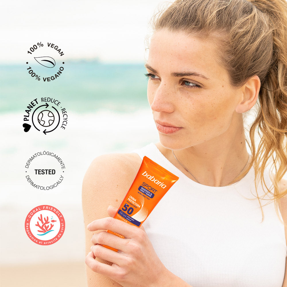 Babaria - Crème Solaire Sport SPF 50 Invisible – Résistante Eau & Transpiration-4