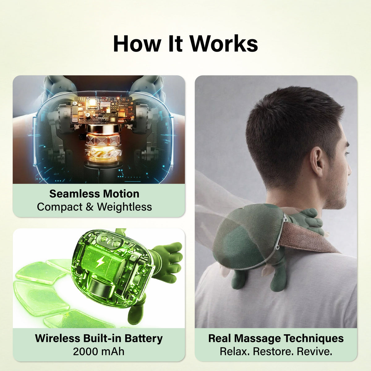 Bionic 4D Neck & Shoulder Massager with Heat – Cordless Deep Kneading Electric Massager (2026 Upgraded Version)-2