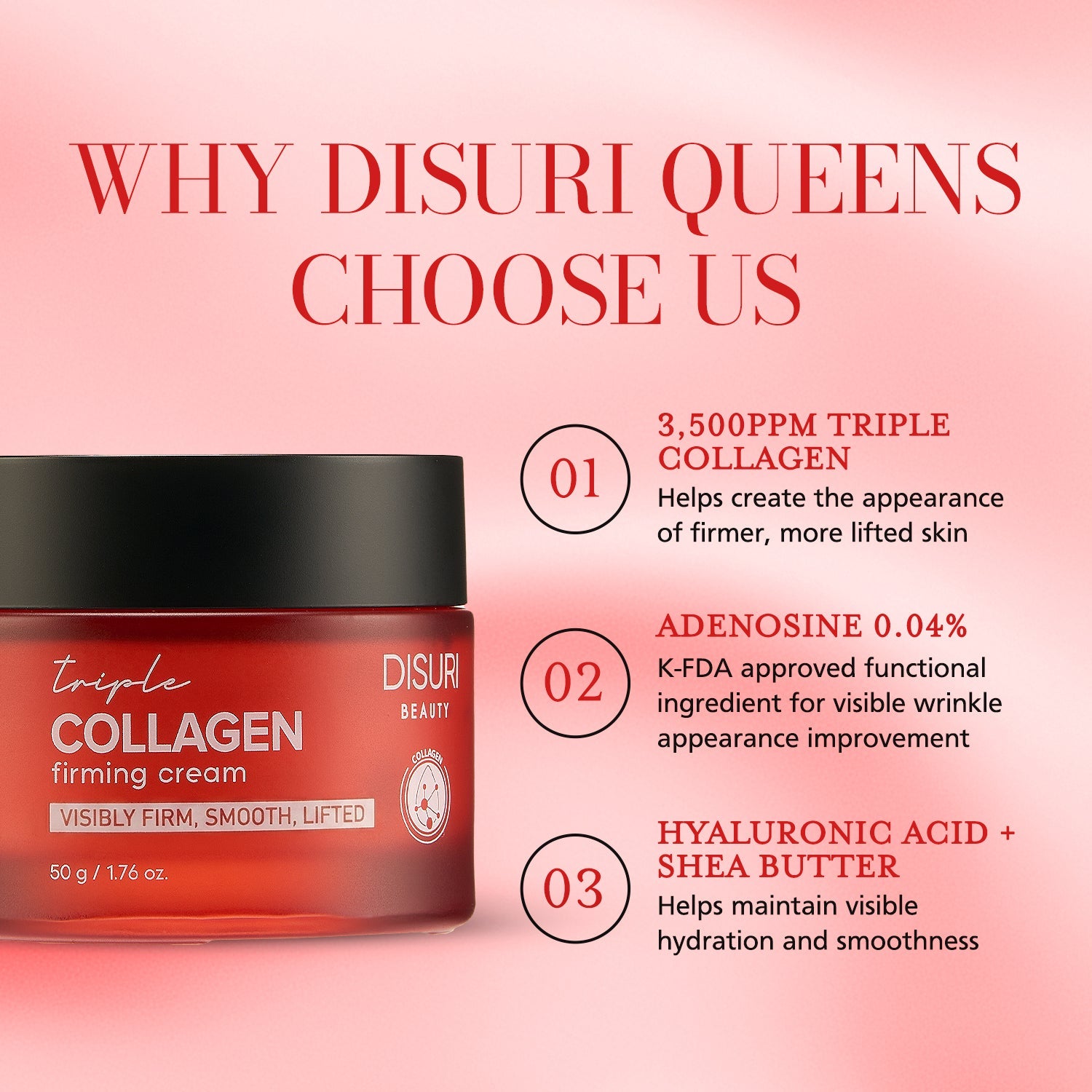 DISURI Beauty Triple Collagen Firming Cream – Firming, Smoothing & Hydrating Treatment (Made in Korea)-4