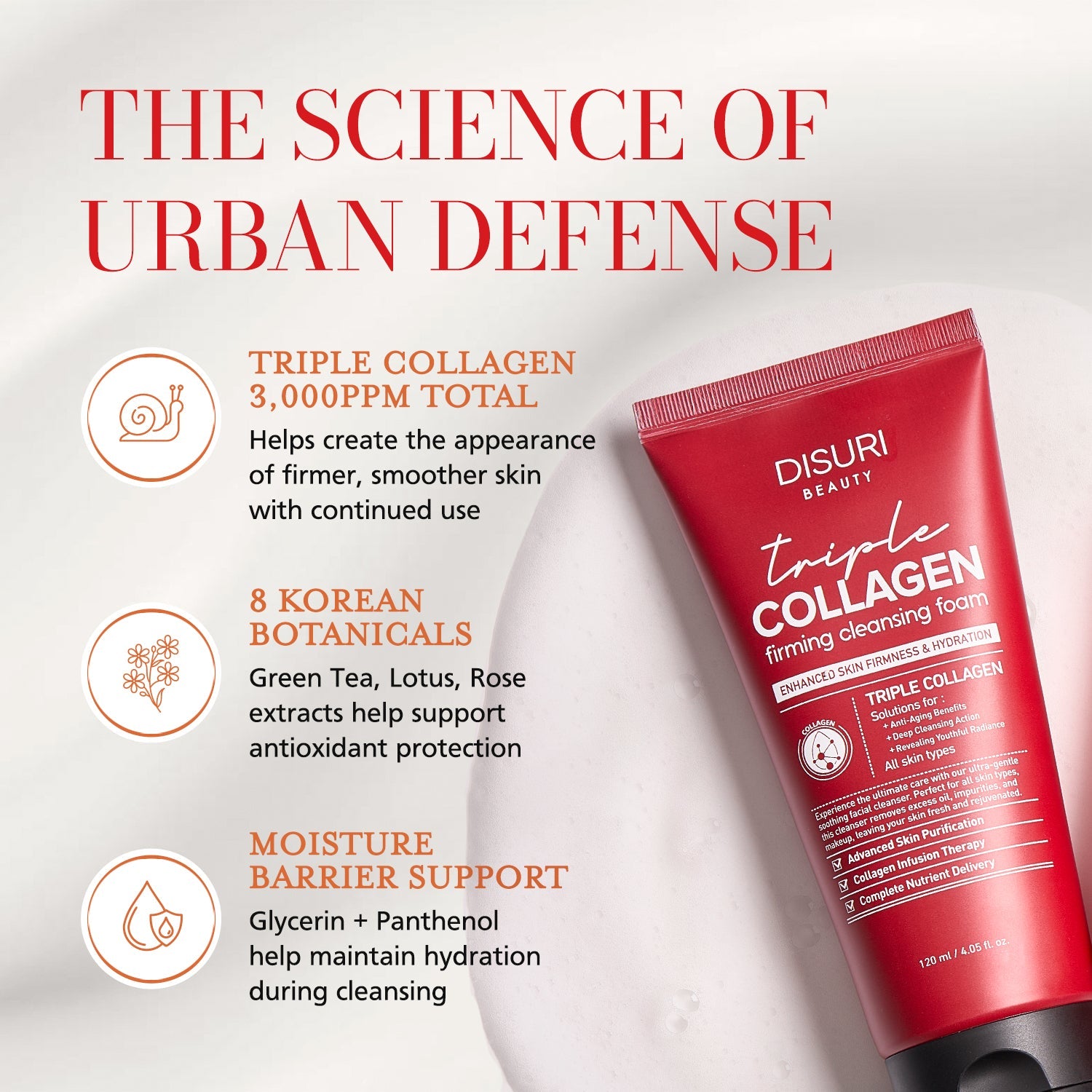 DISURI Triple Collagen Firming Foam - Korean Anti-Aging Cleanser with 3,000ppm Collagen Complex-4