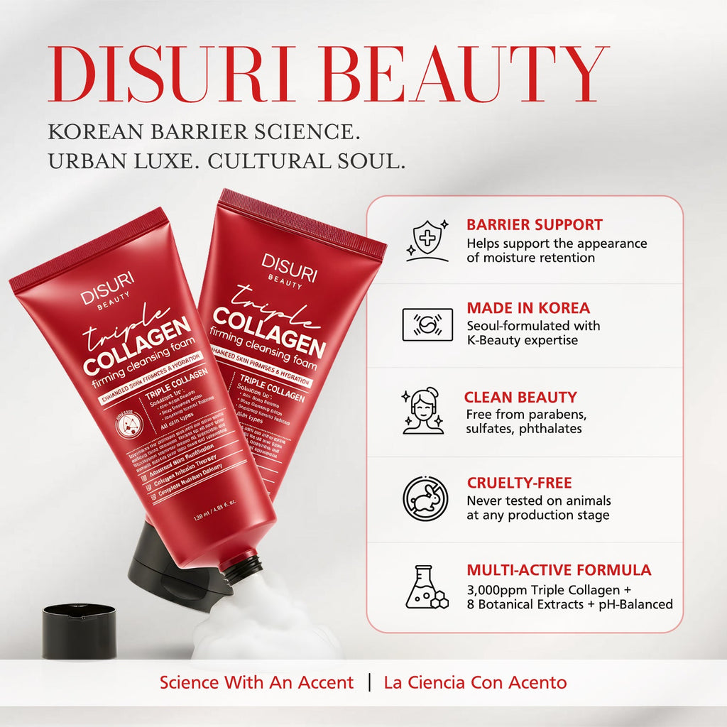 DISURI Triple Collagen Firming Foam - Korean Anti-Aging Cleanser with 3,000ppm Collagen Complex-3